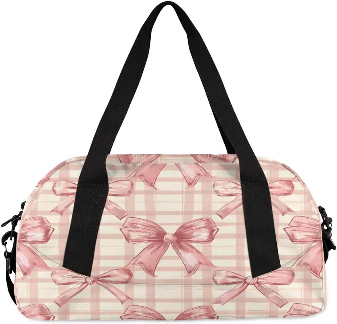 Sport Duffel Bag Bow Check Plaid Kids Gym Bag Weekender Overnight Bags for Boys Girls Teens Carry On Workout Travel Bag