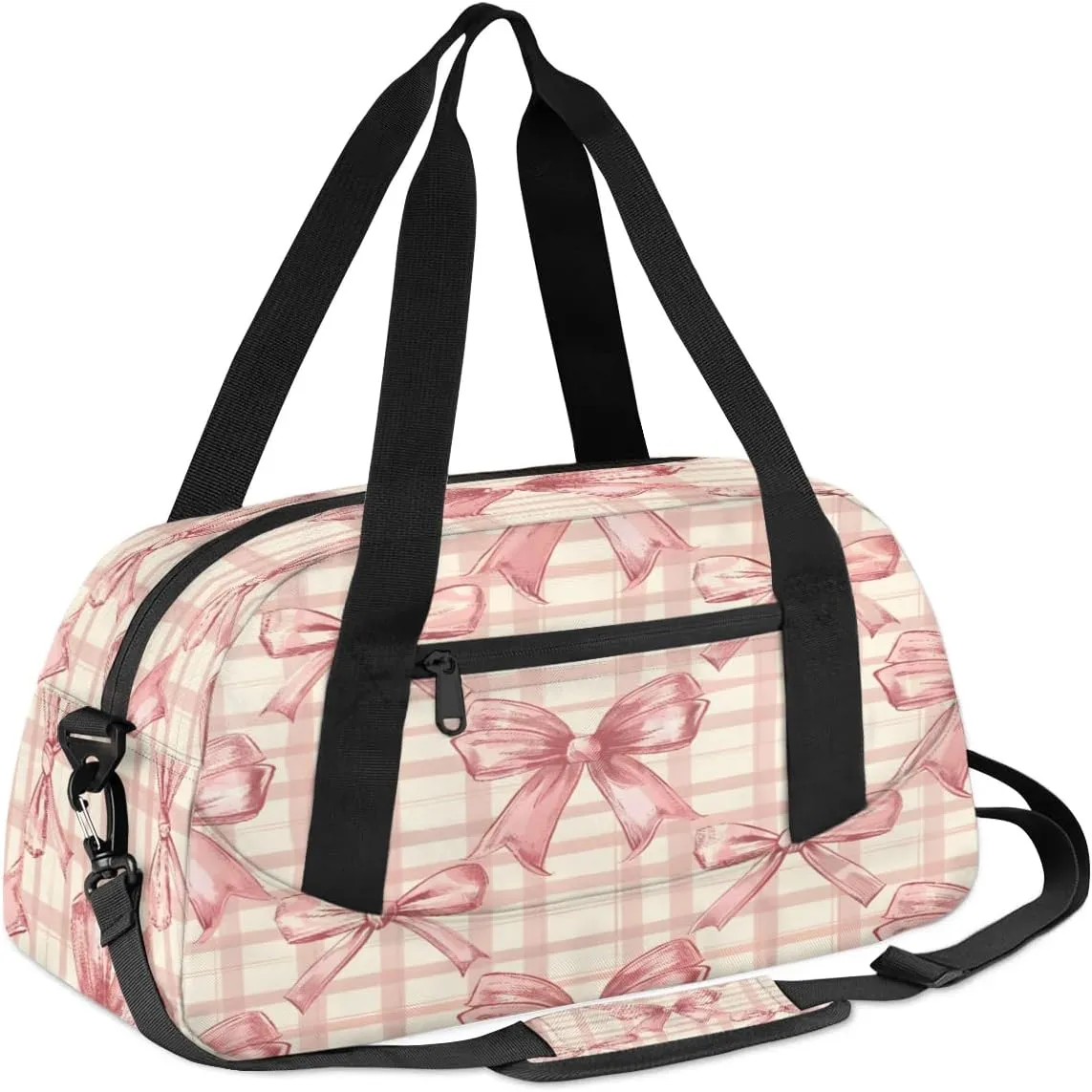 Sport Duffel Bag Bow Check Plaid Kids Gym Bag Weekender Overnight Bags for Boys Girls Teens Carry On Workout Travel Bag