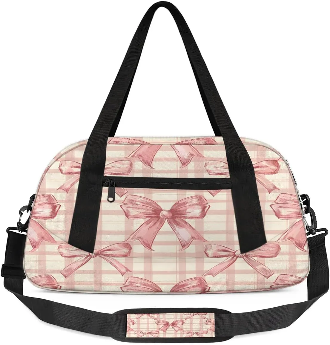 Sport Duffel Bag Bow Check Plaid Kids Gym Bag Weekender Overnight Bags for Boys Girls Teens Carry On Workout Travel Bag