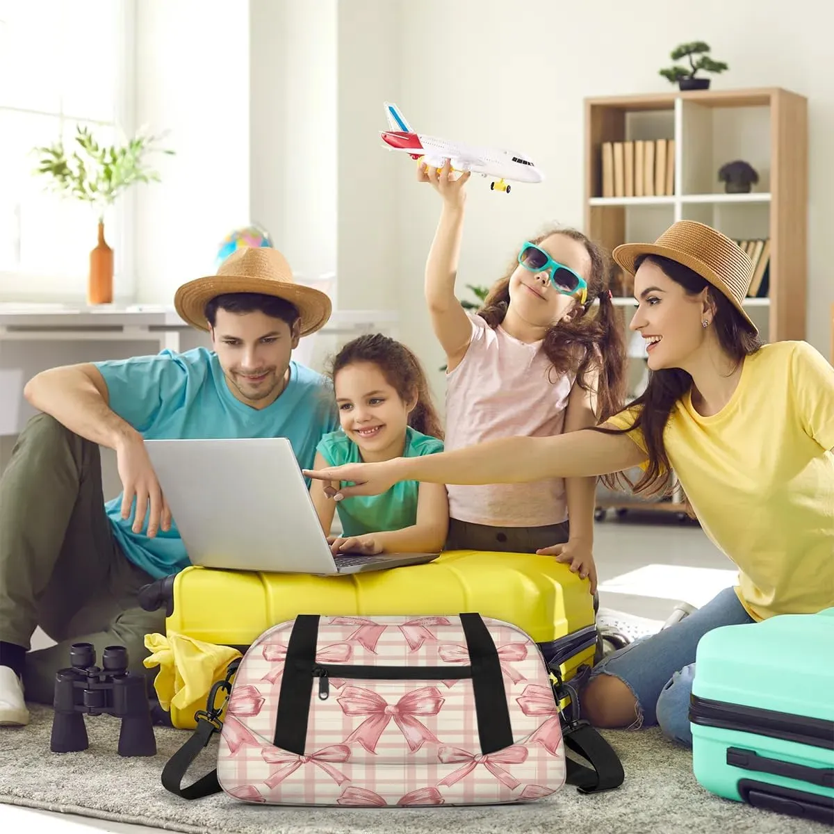 Sport Duffel Bag Bow Check Plaid Kids Gym Bag Weekender Overnight Bags for Boys Girls Teens Carry On Workout Travel Bag