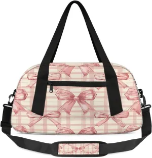 Sport Duffel Bag Bow Check Plaid Kids Gym Bag Weekender Overnight Bags for Boys Girls Teens Carry On Workout Travel Bag