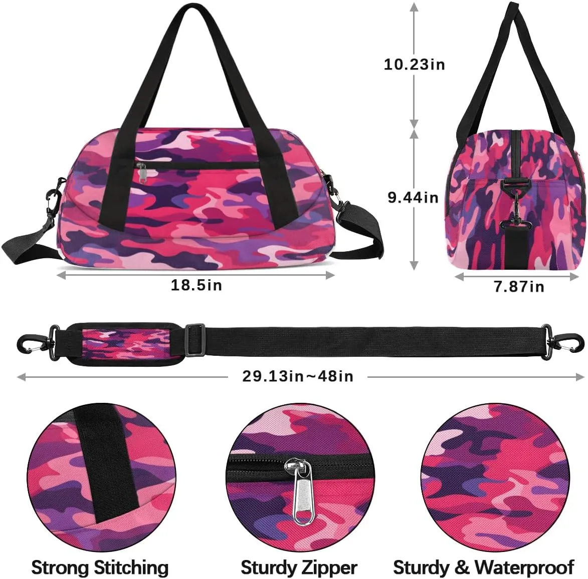 Sport Duffel Bag Camo Kids Gym Bag Weekender Overnight Bags for Boys Girls Teens Carry On Workout Travel Bag