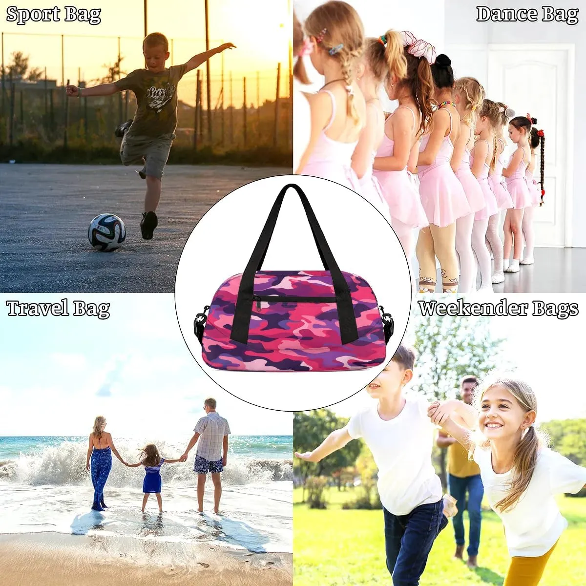 Sport Duffel Bag Camo Kids Gym Bag Weekender Overnight Bags for Boys Girls Teens Carry On Workout Travel Bag