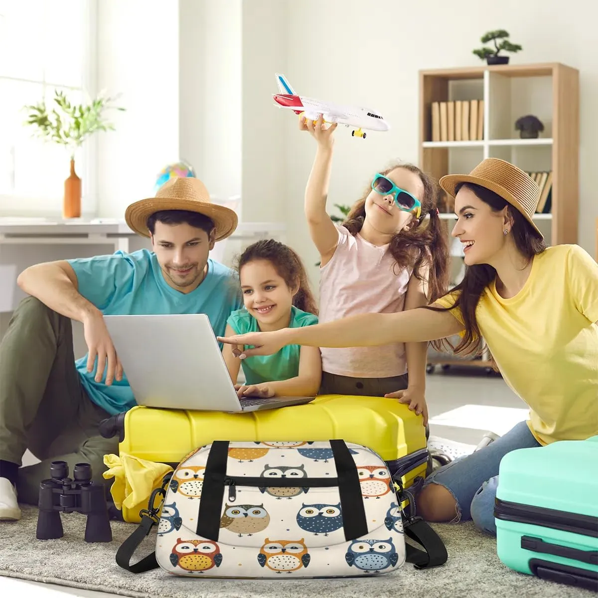 Sport Duffel Bag Cartoon Owls Kids Gym Bag Weekender Overnight Bags for Boys Girls Teens Carry On Workout Travel Bag
