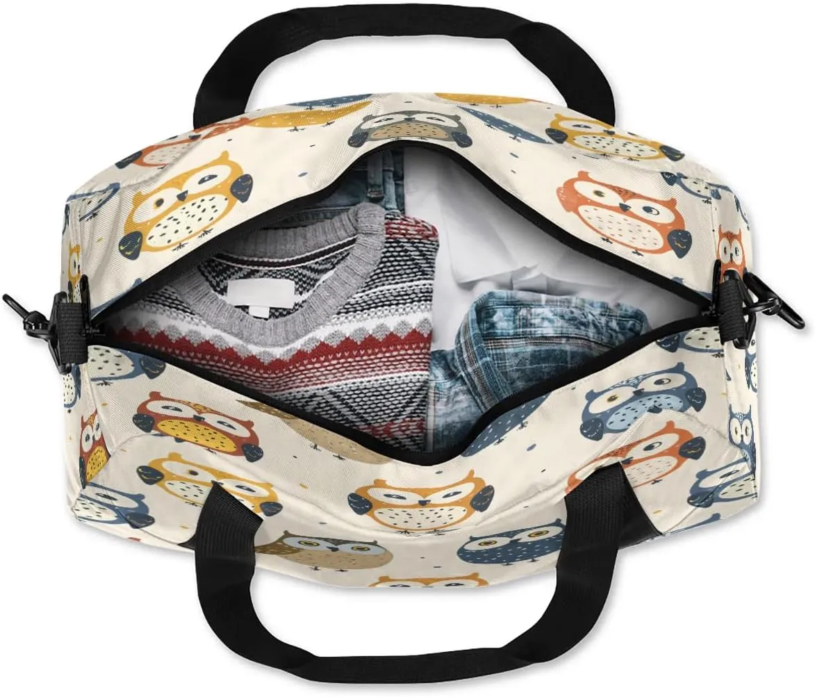 Sport Duffel Bag Cartoon Owls Kids Gym Bag Weekender Overnight Bags for Boys Girls Teens Carry On Workout Travel Bag