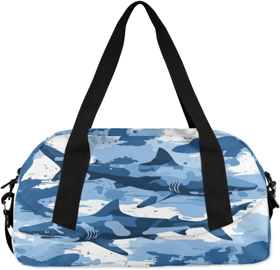 Sport Duffel Bag Cool Sharks Theme Kids Gym Bag Weekender Overnight Bags for Boys Girls Teens Carry On Workout Travel Bag