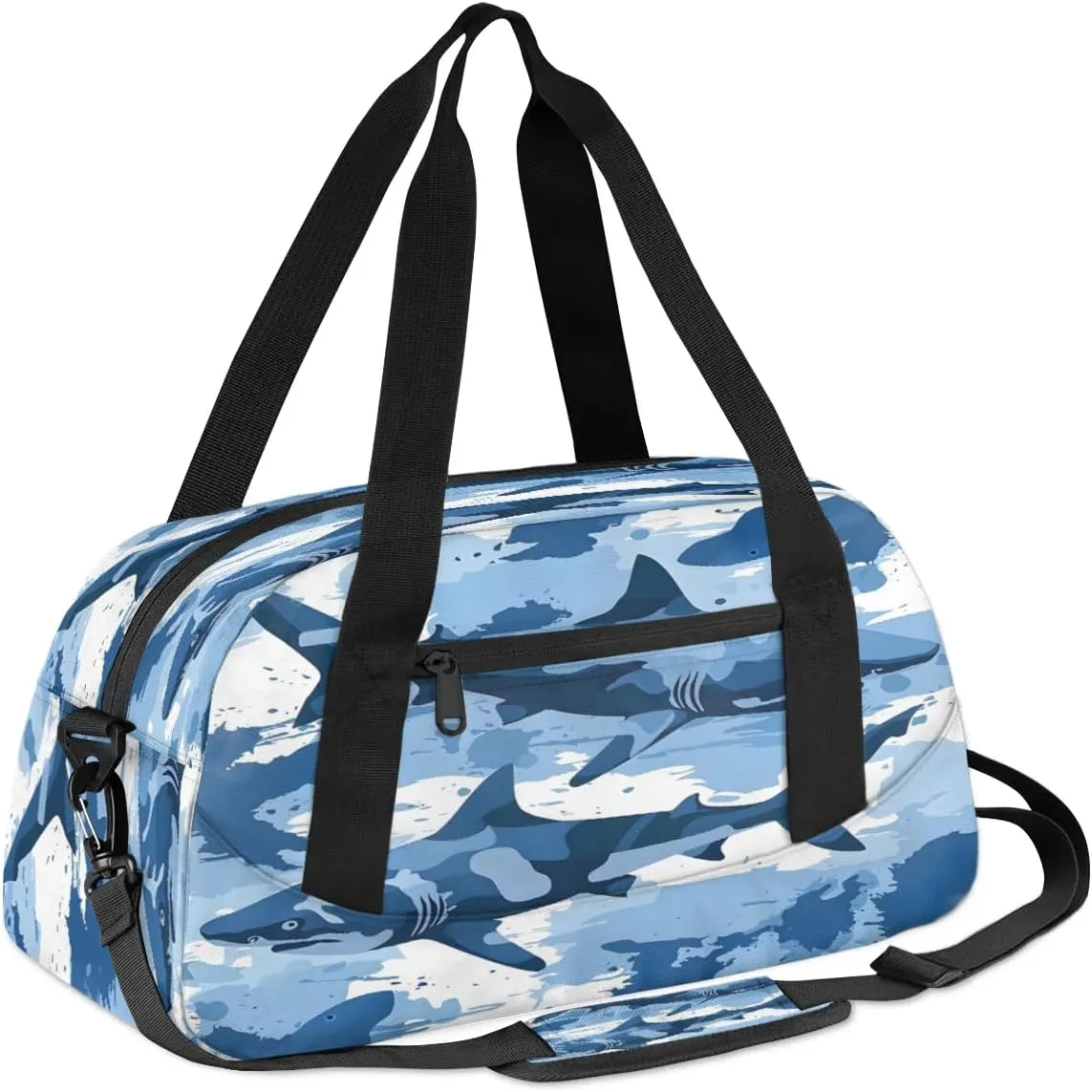 Sport Duffel Bag Cool Sharks Theme Kids Gym Bag Weekender Overnight Bags for Boys Girls Teens Carry On Workout Travel Bag
