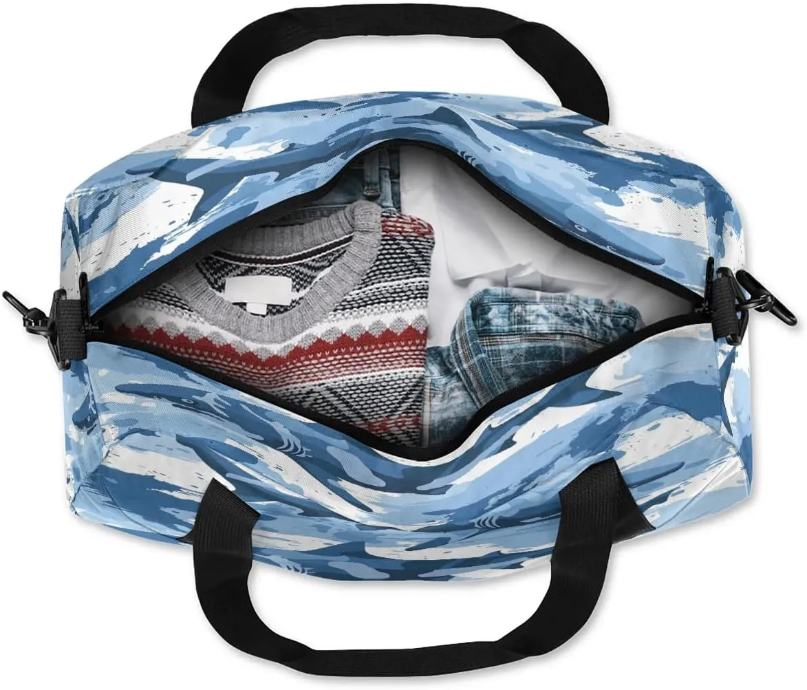 Sport Duffel Bag Cool Sharks Theme Kids Gym Bag Weekender Overnight Bags for Boys Girls Teens Carry On Workout Travel Bag