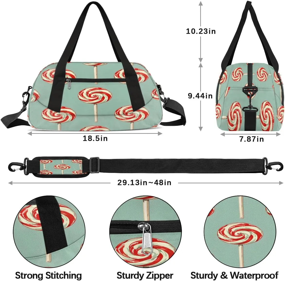 Sport Duffel Bag Cute Candy Kids Gym Bag Weekender Overnight Bags for Boys Girls Teens Carry On Workout Travel Bag