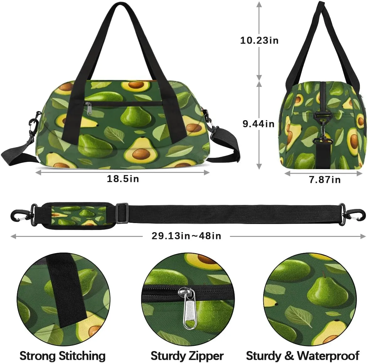 Sport Duffel Bag Delicious Avocado Kids Gym Bag Weekender Overnight Bags for Boys Girls Teens Carry On Workout Travel Bag