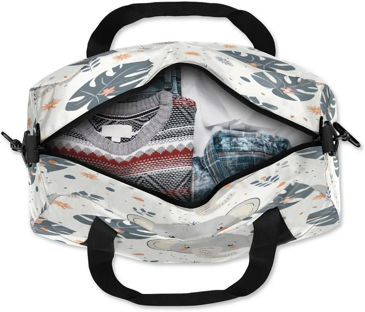 Sport Duffel Bag Elephant Fern Leaf Kids Gym Bag Weekender Overnight Bags for Boys Girls Teens Carry On Workout Travel Bag