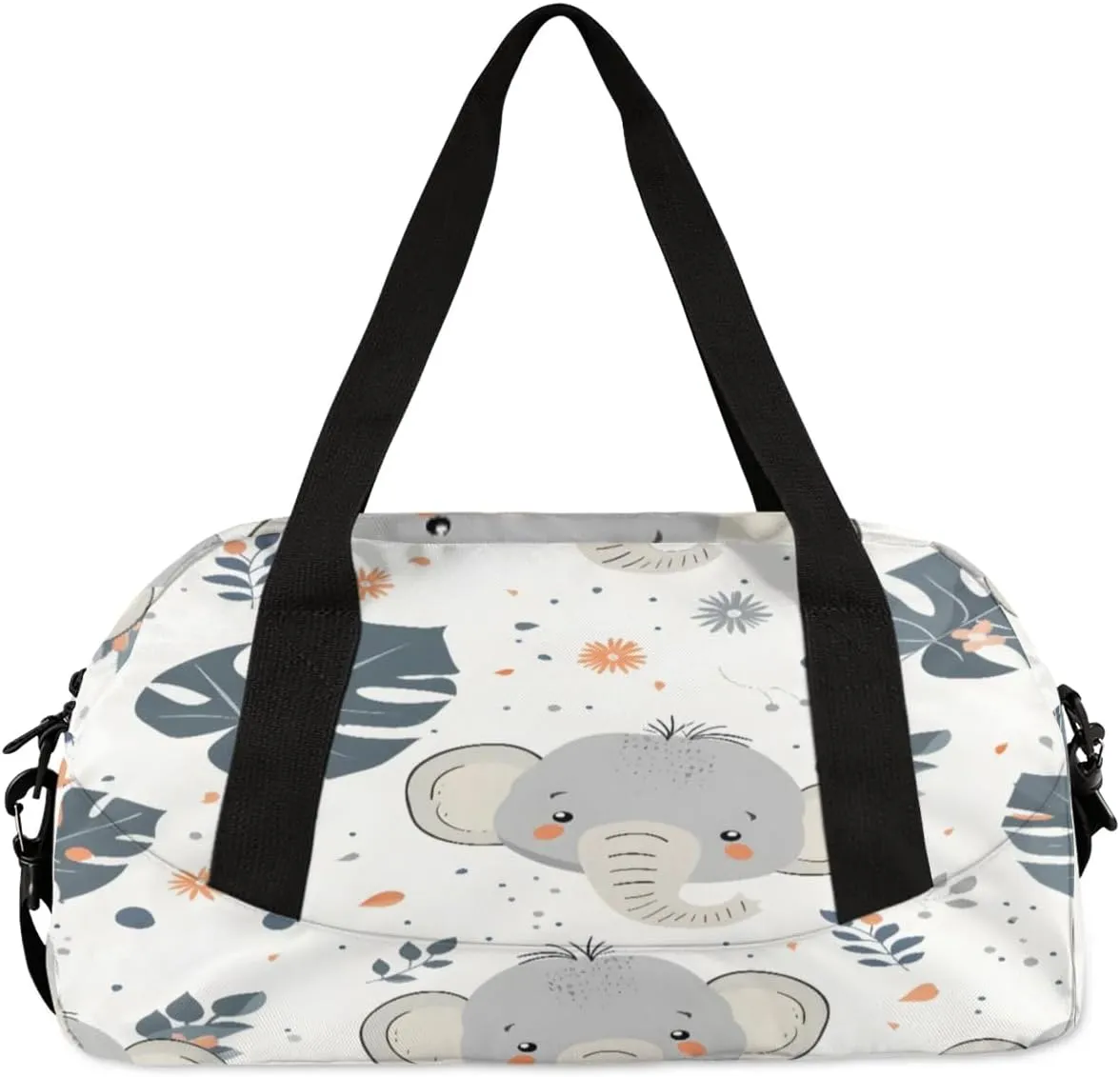 Sport Duffel Bag Elephant Fern Leaf Kids Gym Bag Weekender Overnight Bags for Boys Girls Teens Carry On Workout Travel Bag