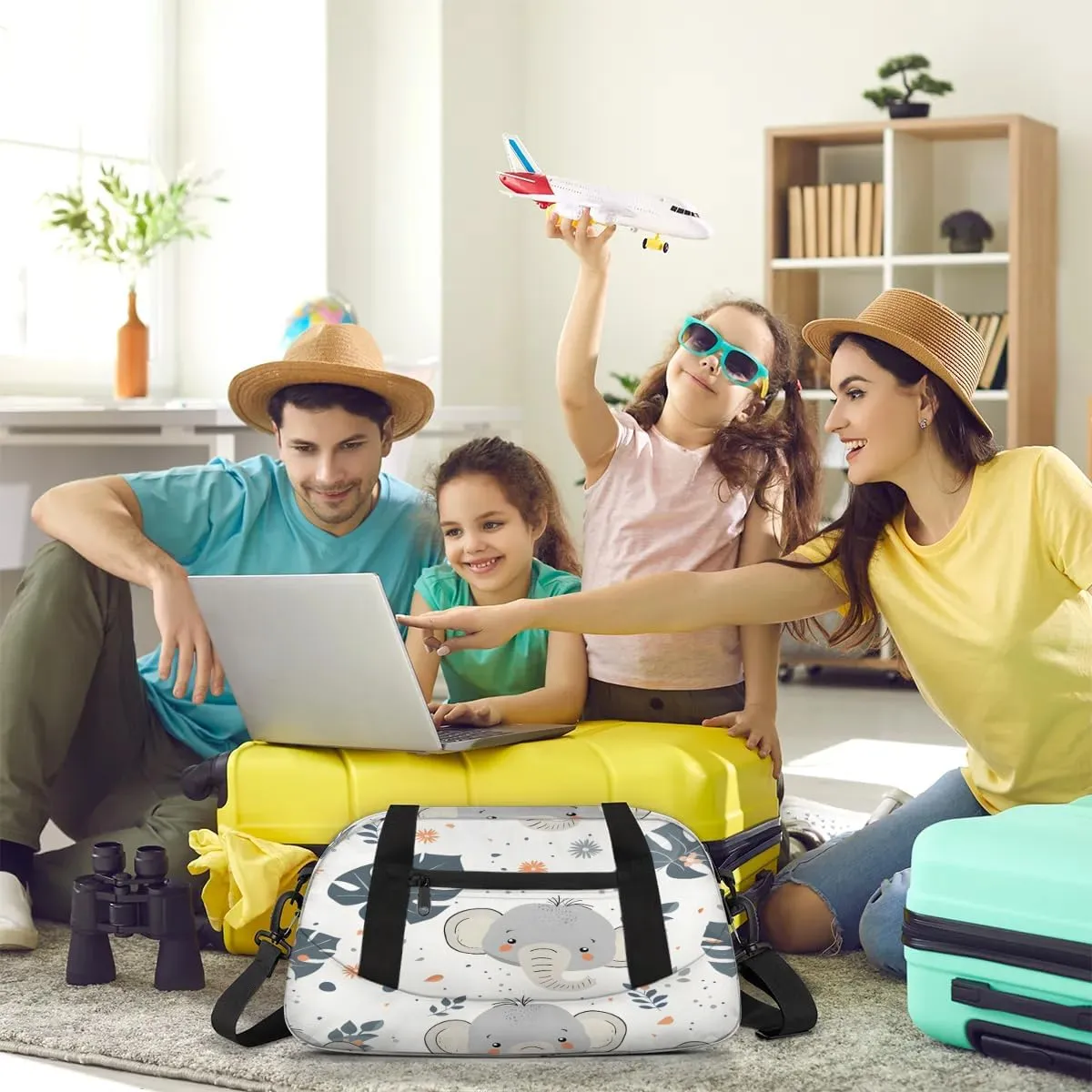 Sport Duffel Bag Elephant Fern Leaf Kids Gym Bag Weekender Overnight Bags for Boys Girls Teens Carry On Workout Travel Bag