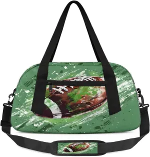 Sport Duffel Bag Football Themed Kids Gym Bag Weekender Overnight Bags for Boys Girls Teens Carry On Workout Travel Bag