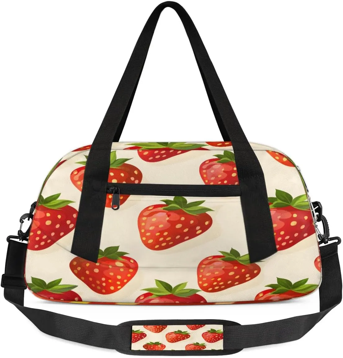 Sport Duffel Bag Fruit Strawberry Print Kids Gym Bag Weekender Overnight Bags for Boys Girls Teens Carry On Workout Travel Bag