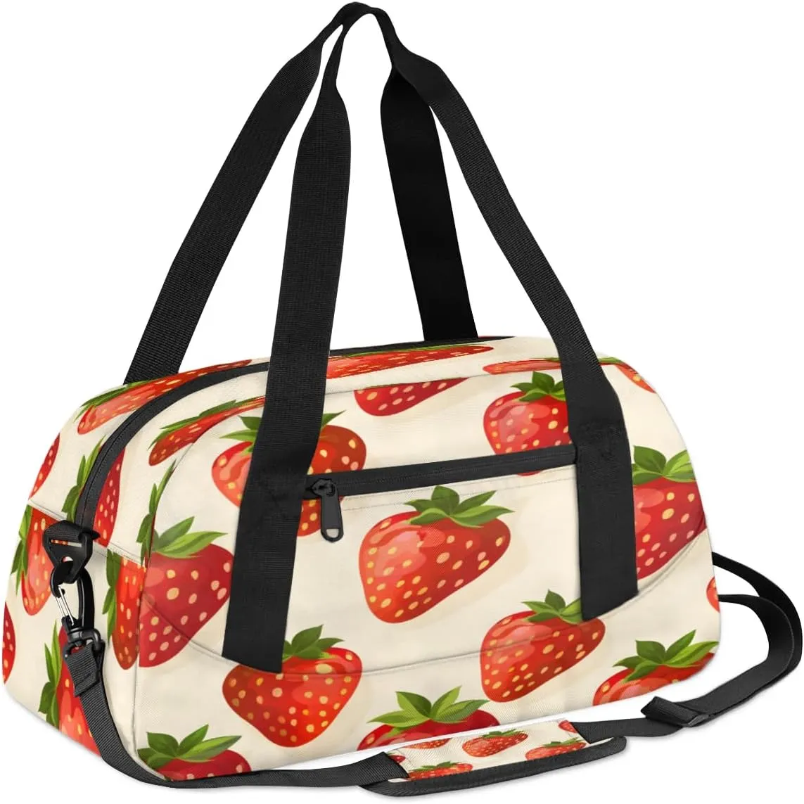 Sport Duffel Bag Fruit Strawberry Print Kids Gym Bag Weekender Overnight Bags for Boys Girls Teens Carry On Workout Travel Bag