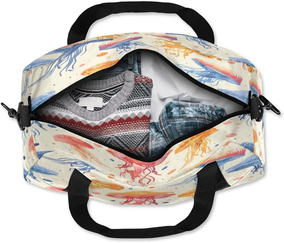 Sport Duffel Bag Jellyfish Sea Kids Gym Bag Weekender Overnight Bags for Boys Girls Teens Carry On Workout Travel Bag