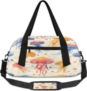 Sport Duffel Bag Jellyfish Sea Kids Gym Bag Weekender Overnight Bags for Boys Girls Teens Carry On Workout Travel Bag