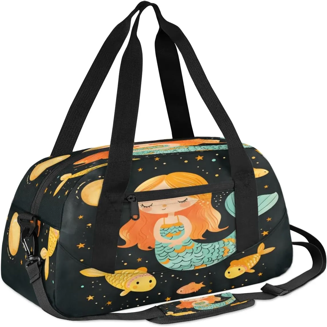Sport Duffel Bag Mermaid Theme Kids Gym Bag Weekender Overnight Bags for Boys Girls Teens Carry On Workout Travel Bag