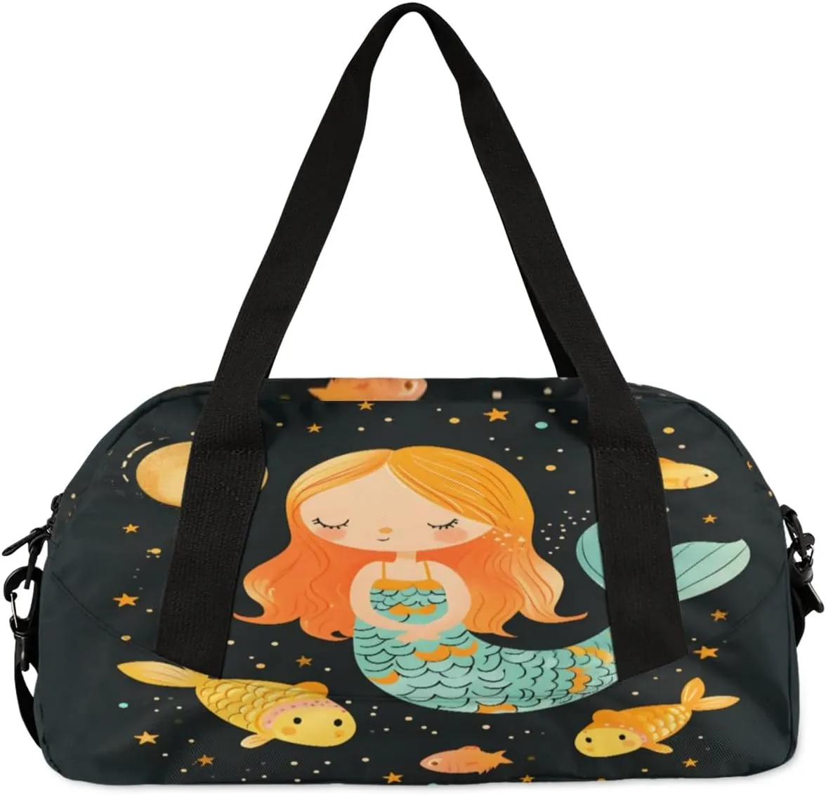 Sport Duffel Bag Mermaid Theme Kids Gym Bag Weekender Overnight Bags for Boys Girls Teens Carry On Workout Travel Bag