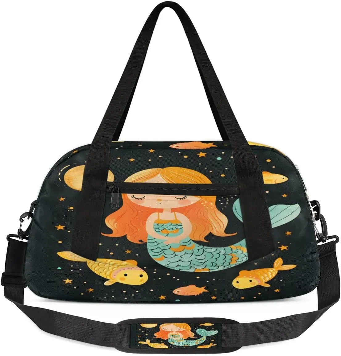 Sport Duffel Bag Mermaid Theme Kids Gym Bag Weekender Overnight Bags for Boys Girls Teens Carry On Workout Travel Bag
