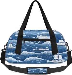 Sport Duffel Bag Ocean Ship Print Kids Gym Bag Weekender Overnight Bags for Boys Girls Teens Carry On Workout Travel Bag