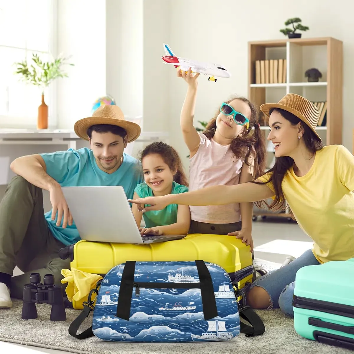 Sport Duffel Bag Ocean Ship Print Kids Gym Bag Weekender Overnight Bags for Boys Girls Teens Carry On Workout Travel Bag