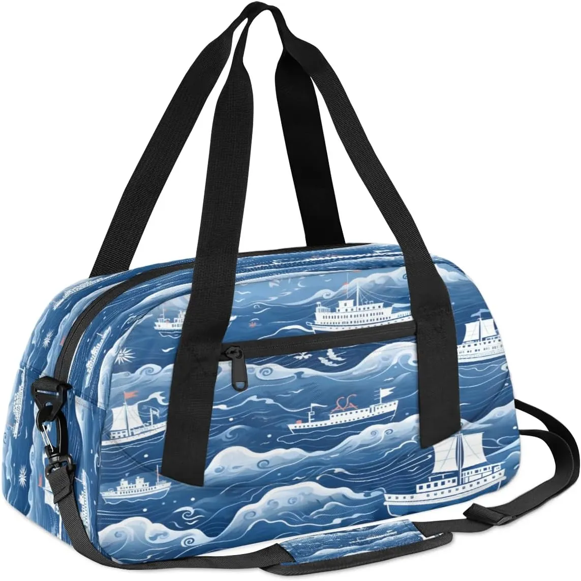 Sport Duffel Bag Ocean Ship Print Kids Gym Bag Weekender Overnight Bags for Boys Girls Teens Carry On Workout Travel Bag