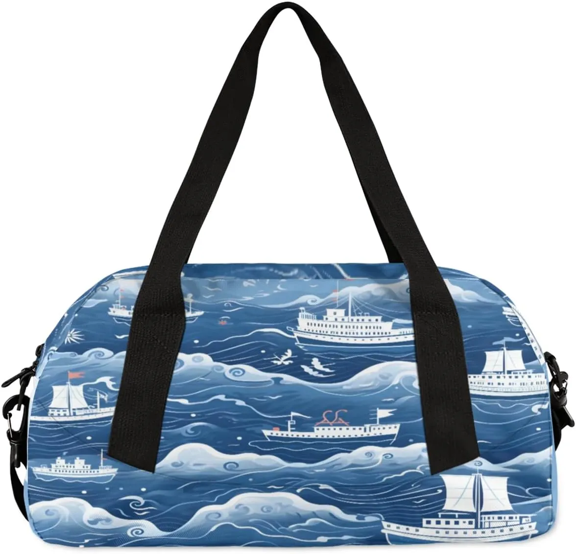 Sport Duffel Bag Ocean Ship Print Kids Gym Bag Weekender Overnight Bags for Boys Girls Teens Carry On Workout Travel Bag