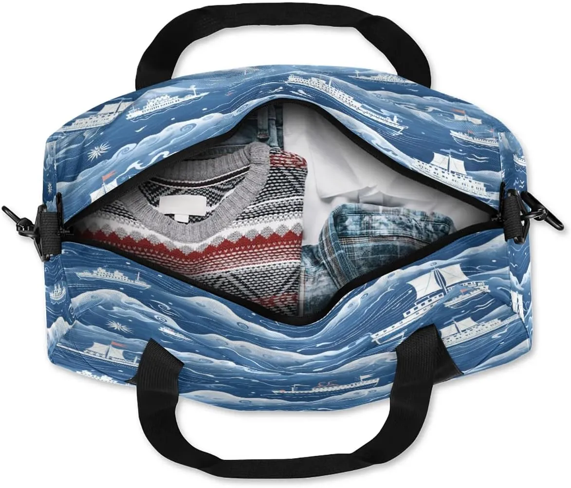 Sport Duffel Bag Ocean Ship Print Kids Gym Bag Weekender Overnight Bags for Boys Girls Teens Carry On Workout Travel Bag