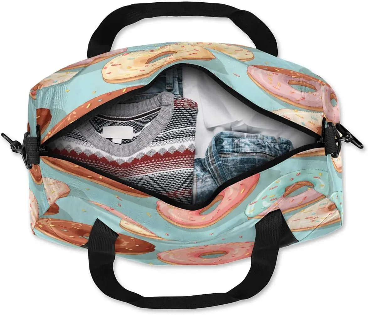 Sport Duffel Bag Sweet Doughnuts Kids Gym Bag Weekender Overnight Bags for Boys Girls Teens Carry On Workout Travel Bag
