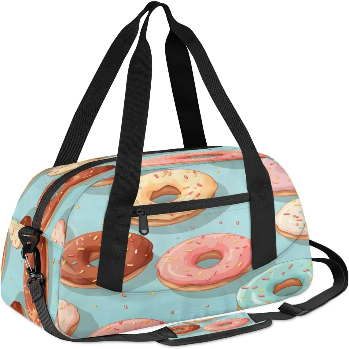 Sport Duffel Bag Sweet Doughnuts Kids Gym Bag Weekender Overnight Bags for Boys Girls Teens Carry On Workout Travel Bag