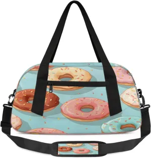 Sport Duffel Bag Sweet Doughnuts Kids Gym Bag Weekender Overnight Bags for Boys Girls Teens Carry On Workout Travel Bag