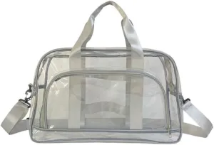 Sport Gym Yoga Dance Large Clear Travel Duffle Bag for Women Girls Weekender Overnight Duffel Bag (Grey)