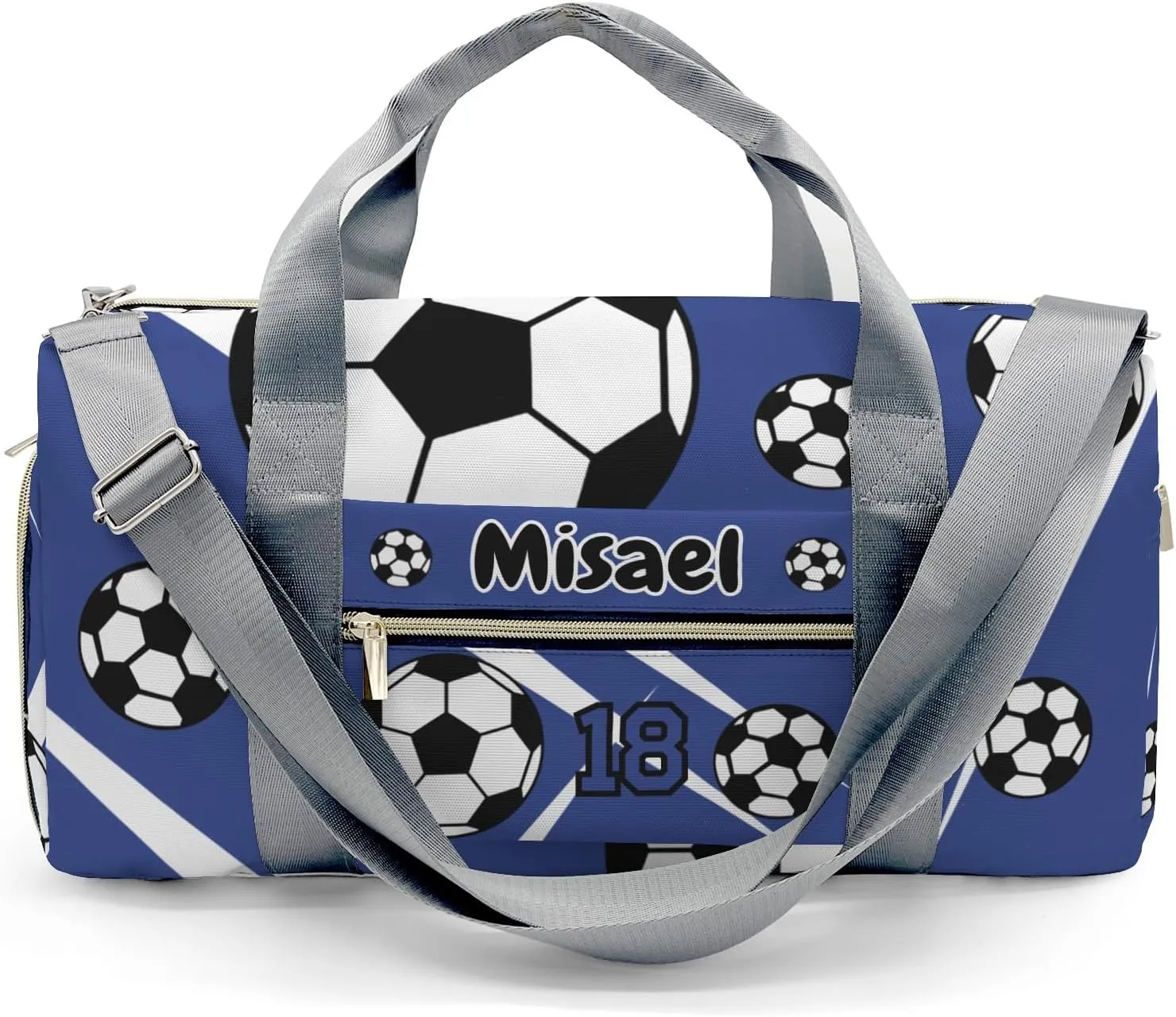 Sport Player Duffle Bag for Travel,Personalized Soccer Number Royal Carry on Bag Travel Bags Travel Duffel Bag Overnight Weekend Gym Bag Carry On Luggage Bags