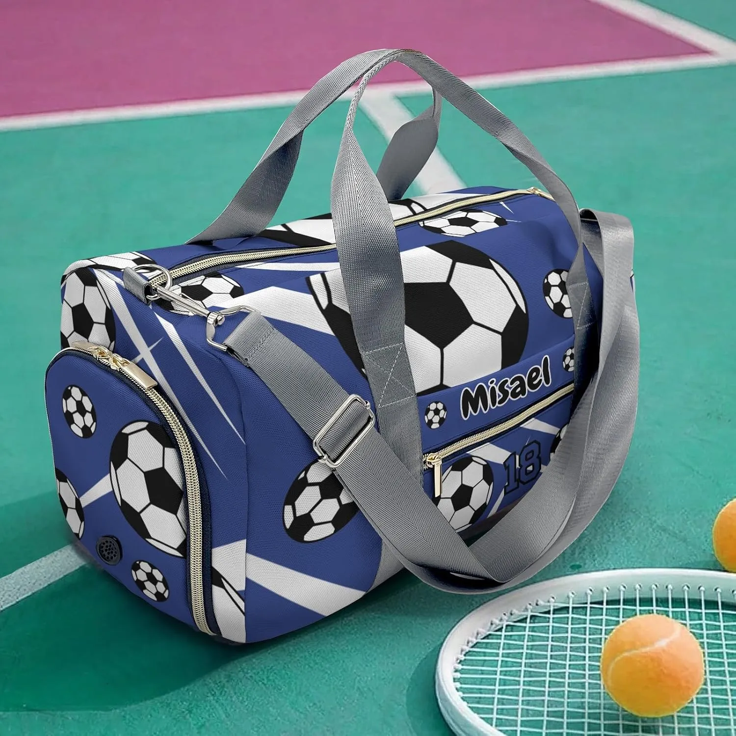 Sport Player Duffle Bag for Travel,Personalized Soccer Number Royal Carry on Bag Travel Bags Travel Duffel Bag Overnight Weekend Gym Bag Carry On Luggage Bags