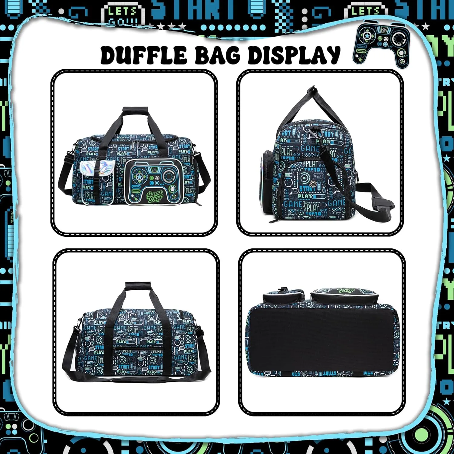 Sports Bag for Boys Kids Duffle Bag Boys Travel Bag for Kids Overnight Bag for Kids Weekender Bag Sleepover Bags for Boys Gym Bag with Shoe Compartment