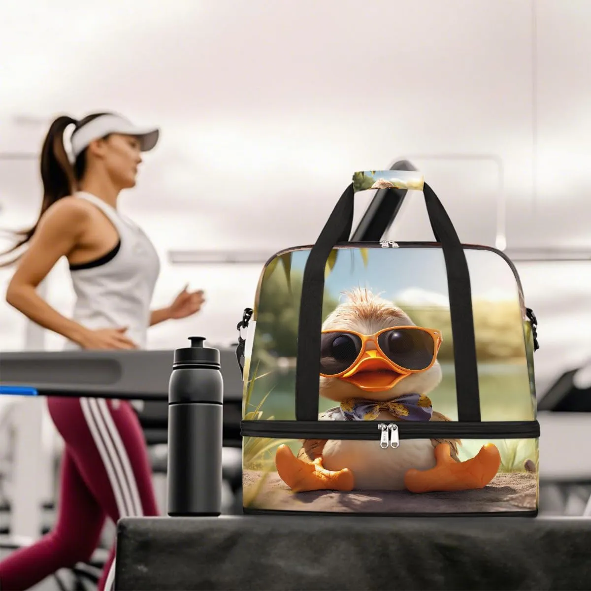 Sports Gym Bag Duck Animal Sunshine Large Travel Duffel Bag With Shoe Compartment Foldable Waterproof Carry-On Weekend Travel Bags for Camping Overnight Yoga Hospital Travel Bags
