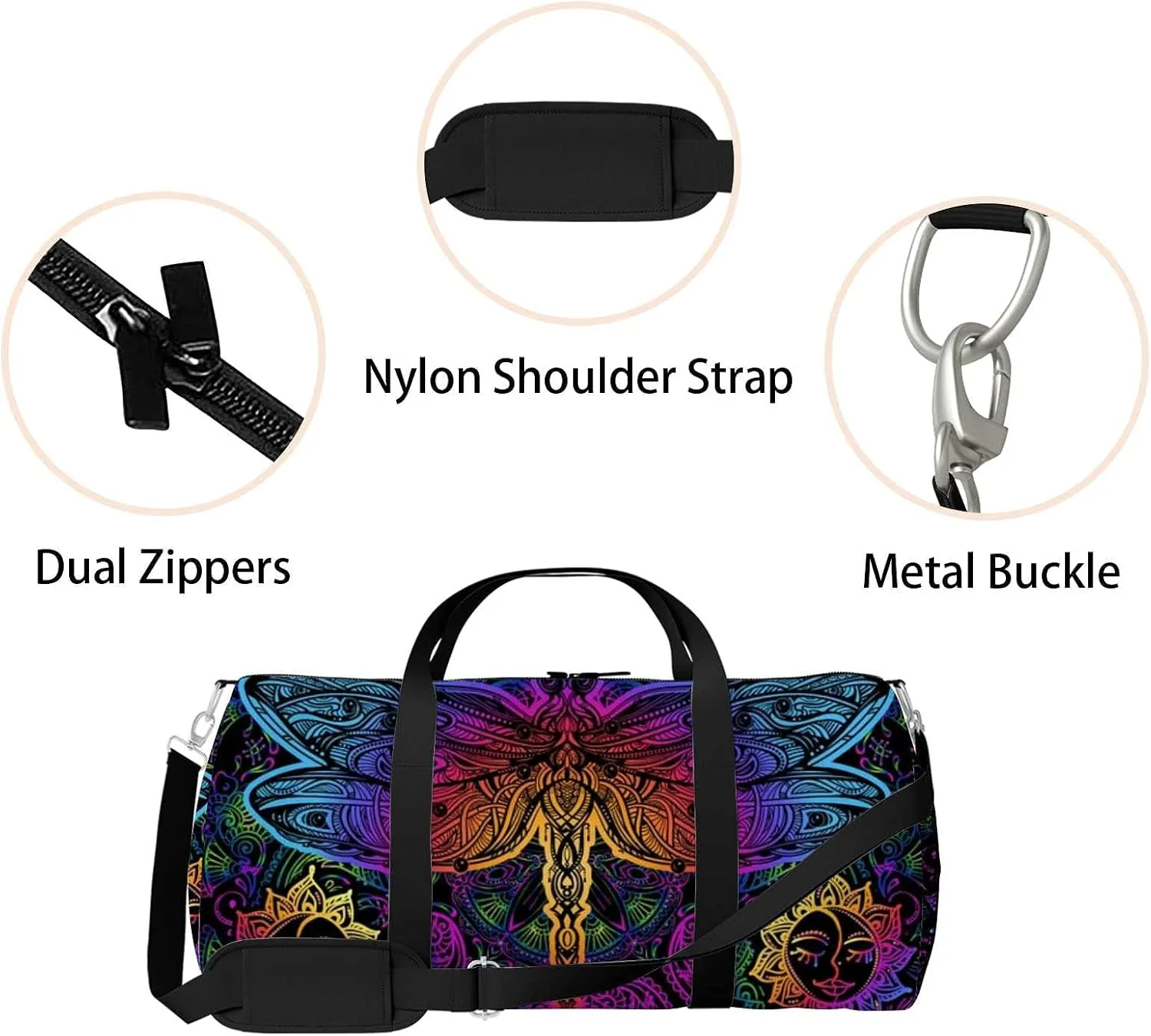Sports Gym Bag for Women and Men Waterproof Pattern Decorative Consisting Duffel Bag Lightweight Carryon Traveling Boarding Gripsack