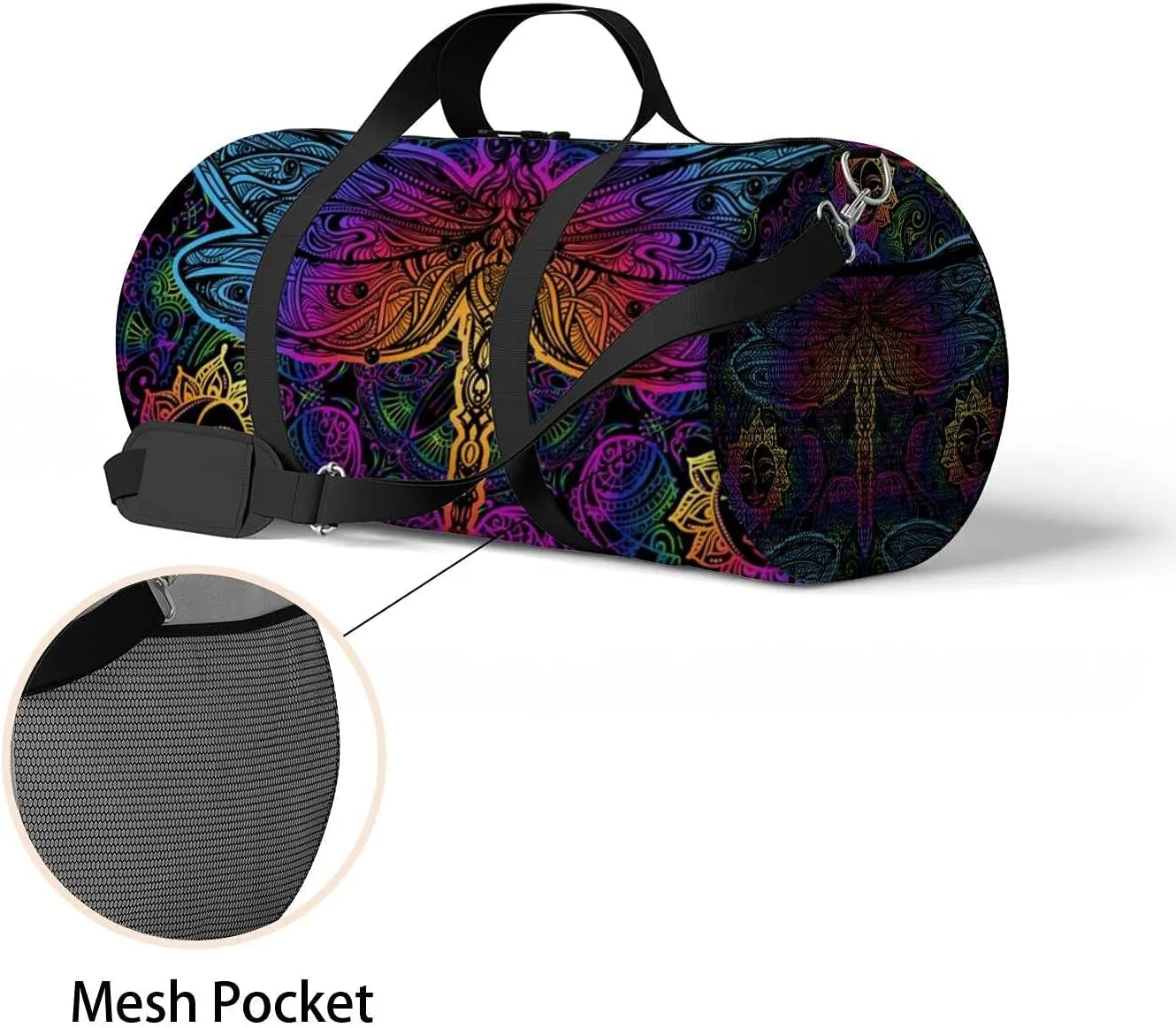 Sports Gym Bag for Women and Men Waterproof Pattern Decorative Consisting Duffel Bag Lightweight Carryon Traveling Boarding Gripsack