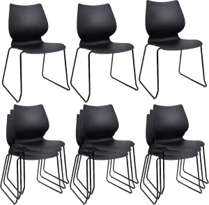 Stacking Chairs, Stackable Waiting Room Chairs, Conference Chair with Back & Church Chairs No Wheels with Metal Legs, Suitable for Offices Conference Training Waiting Room Set of 12, Black