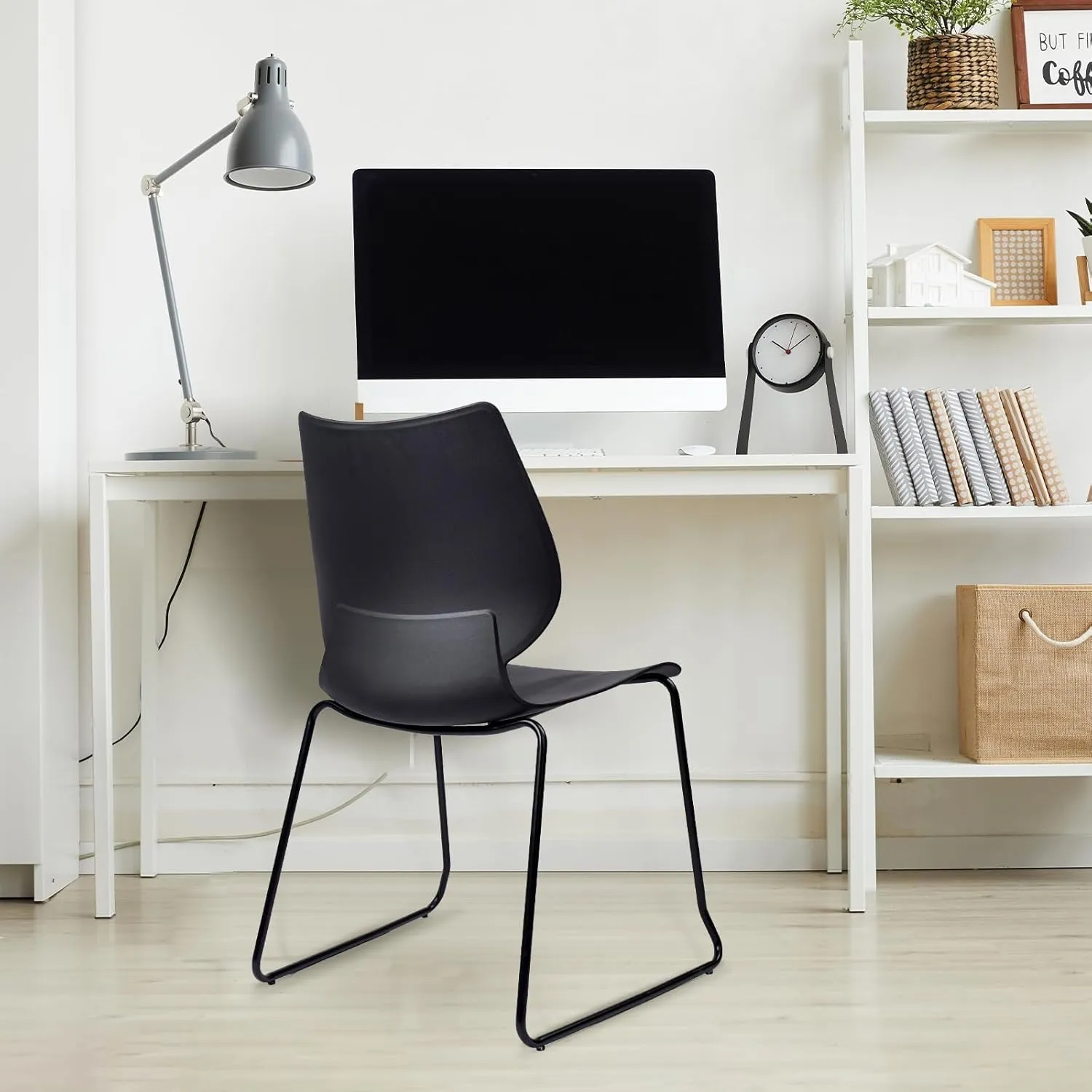 Stacking Chairs, Stackable Waiting Room Chairs, Conference Chair with Back & Church Chairs No Wheels with Metal Legs, Suitable for Offices Conference Training Waiting Room Set of 12, Black