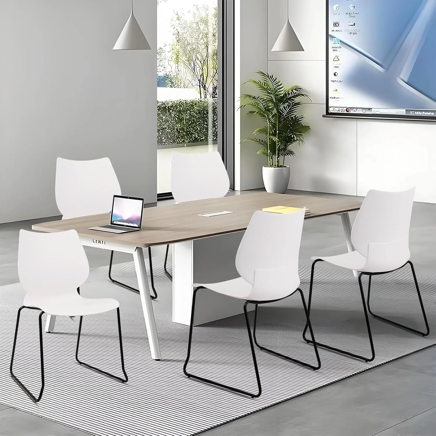 Stacking Chairs, Stackable Waiting Room Chairs, Conference Chair with Back & Church Chairs No Wheels with Metal Legs, Suitable for Offices Conference Training Waiting Room Set of 12, White