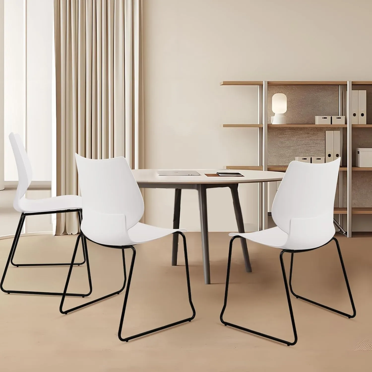 Stacking Chairs, Stackable Waiting Room Chairs, Conference Chair with Back & Church Chairs No Wheels with Metal Legs, Suitable for Offices Conference Training Waiting Room Set of 12, White