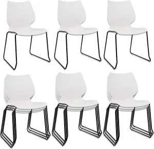 Stacking Chairs, Stackable Waiting Room Chairs, Conference Chair with Back & Church Chairs No Wheels with Metal Legs, Suitable for Offices Conference Training Waiting Room Set of 12, White