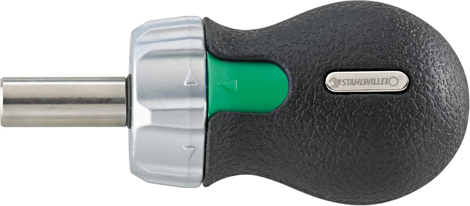 Stahlwille 18120002 Ratcheting Screwdriver Bit Holder No. 4008, Size 2 for Bit Screwdriver Inserts with External Hex 1/4" drive, 48 Teeth, 7.5 deg working angle, Length 90mm, Made in Germany.