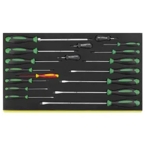Stahlwille 96831179 TCS 4620/4660VDE DRALL  Screwdriver Set in Tool Control System Inlays, 18 Pieces, TCS Size 530 x 350 x 40 mm, for Slotted and Cross-head Screws, Heavy-Duty, Made in Germany