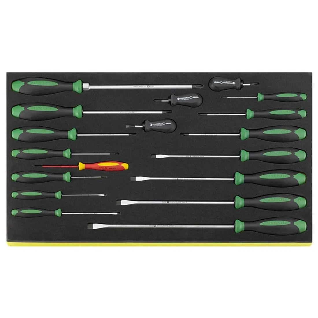Stahlwille 96831179 TCS 4620/4660VDE DRALL  Screwdriver Set in Tool Control System Inlays, 18 Pieces, TCS Size 530 x 350 x 40 mm, for Slotted and Cross-head Screws, Heavy-Duty, Made in Germany