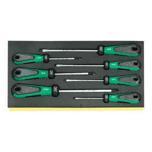 Stahlwille TCS 96838184 7-Piece DRALL  Screwdriver Set with Tool Control System Inlays, TCS Size 175 x 350 x 35 mm, Ideal for Heavy-duty Applications, Made in Germany
