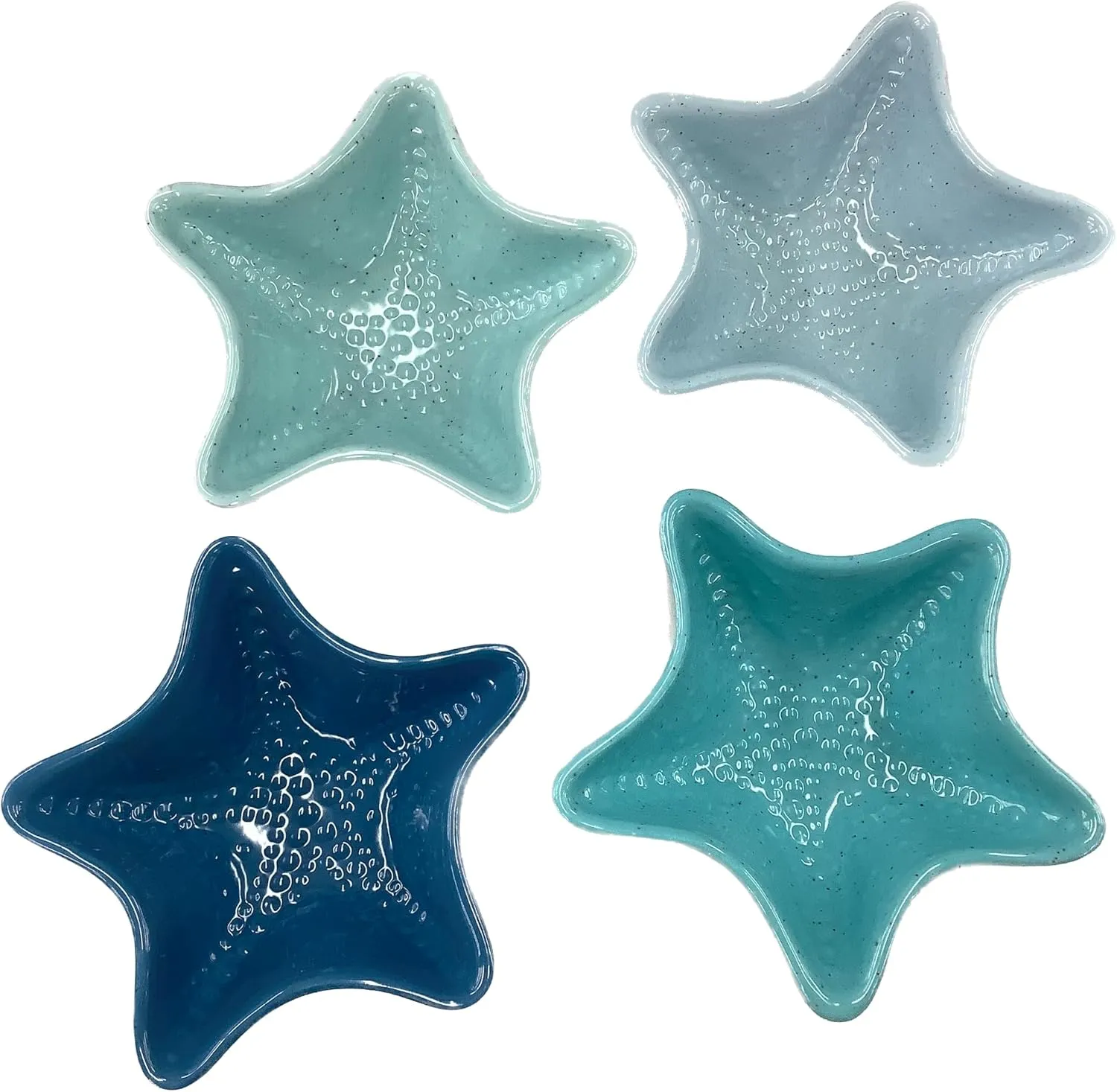 Starfish Melamine Snack Bowls, Coastal Beach Themed Snacking Bowls, Blue